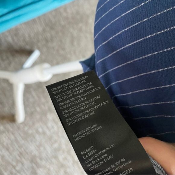 Urban Outfitters | Complex High Neck Mini Dress Blue Multi Pinstripe Stretch New - Picture 12 of 15